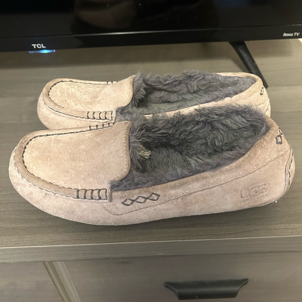 UGG Beige Suede Moccasin Slippers